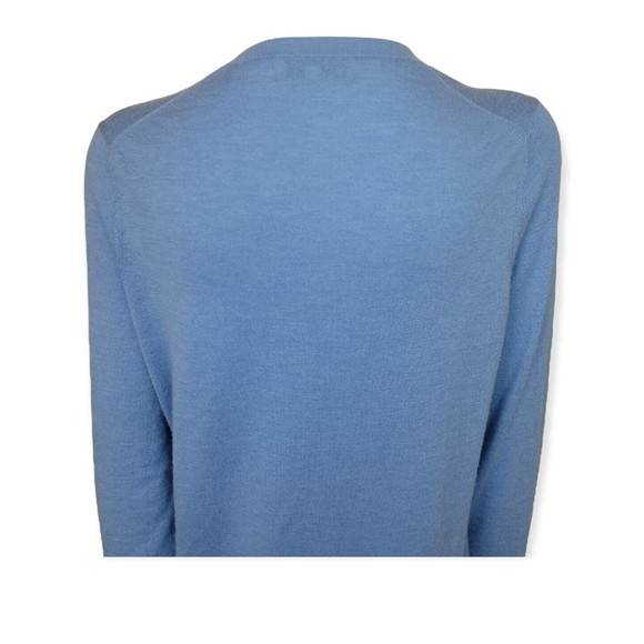 Eric Bompard 100% Cashmere Soft Cardigan V-Neck Classic Front Patch Pockets Blue - Picture 7 of 12